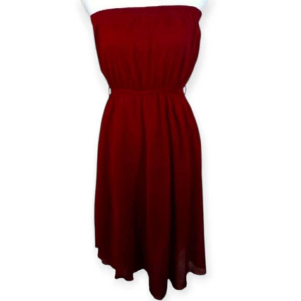 PAPAYA BURGUNDY STRAPLESS DRESS SZ.S EUC